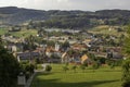 Village Smarje pri Jelsah seen from pilgrimage site Saint Rochus, Slovenia Royalty Free Stock Photo