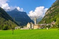 the village Sonogno in the Verzasca Valley  Ticino in Switzerland Royalty Free Stock Photo