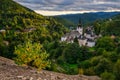 Village Spania Dolina. Fall in Slovakia. Old mining village. Historic church in Spania dolina. Royalty Free Stock Photo