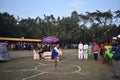 Village Sports Girl Play Javelin in Village Field Royalty Free Stock Photo