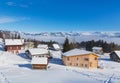 Village of Stoos in the Swiss canton of Schwyz in winter Royalty Free Stock Photo