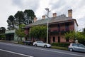 Village street with old historical houses in Blue Mountains Australia Royalty Free Stock Photo