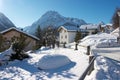 Village in Swiss Alps in winter