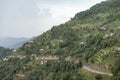 A village and terraced fields of wheat in the swat valley in Pakistan