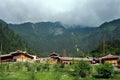 A village with Tibetan-style houses in Juizhaigou Nine Villages Valley, Sichuan, China Royalty Free Stock Photo