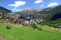 Torla village before the entrance of Ordesa National Park in Aragon, Spain. Royalty Free Stock Photo