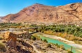 A village with traditional kasbah houses in Ziz Valley, Morocco