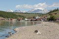 The village of Turt and mount Munch-Sardyk on the shores of lake Hovsgol. Royalty Free Stock Photo