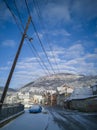 The village under the first snow Royalty Free Stock Photo