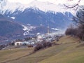 Village in the valley, Swiss Alps, Switzerland. Royalty Free Stock Photo