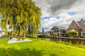 Village view from Grote Brug, a drawbridge in Langeraar, across the Leidse Vaart Royalty Free Stock Photo