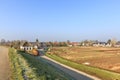 Village view Waardenburg with original village houses in polder landscape