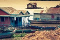 The village on the water. Tonle sap lake. Cambodia Royalty Free Stock Photo