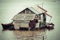 The village on the water. Tonle sap lake. Cambodia Royalty Free Stock Photo