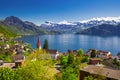 Village Weggis on lake Lucerne in Switzerland Royalty Free Stock Photo
