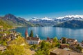 Village Weggis on lake Lucerne in Switzerland Royalty Free Stock Photo