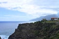 A village with white buildings on a cliff in the Atlantic Ocean Seixal, Madeira,Portugal Royalty Free Stock Photo