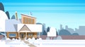 Village Winter Landscape House Building With Snow On Top City Or Town Suburb Street Royalty Free Stock Photo