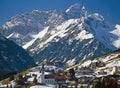 VILLAGE_IN_WINTER_MOUNTAIN Royalty Free Stock Photo