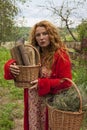 Village woman witch in countryside