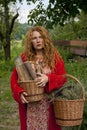 Village woman witch in countryside