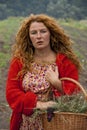 Village woman witch in countryside