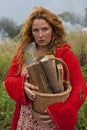 Village woman witch in countryside