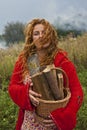 Village woman witch in countryside