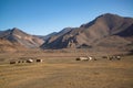 Village with yurts near Pamir highway in Tajikistan