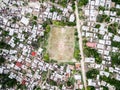 Village on Zanzibar island with football field, top view Royalty Free Stock Photo