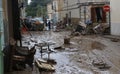 Villagers cleaning after floodings in San Llorenc in the island Mallorca wide