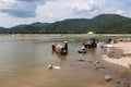 Villagers panning gold