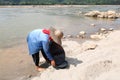 Villagers panning gold Royalty Free Stock Photo