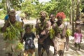 Villagers traditional costumed, nature material, Solomon Islands, South Pacific Ocean