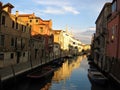 Streetview in Venice at sunset Royalty Free Stock Photo