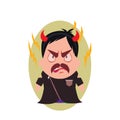 Villain Devil Frowning Avatar of Little Person Cartoon Character in Flat Vector