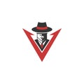 Villain mafia logo design. Mafia character icon vector illustration. Gangster logo.