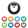 Villainous beard icons set color vector Royalty Free Stock Photo