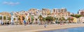 Villajoyosa townscape aerial panoramic image. Spain