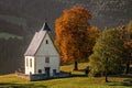 Villandro, Italy - Beautiful autumn scenery at Villandro village in South Tyrol, the Italian Dolomites with lovely small chapel