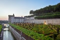 VILLANDRY CASTLE, FRANCE - JULY 07, 2017: The garden illuminated by 2,000 candles at dusk . Nights of a Thousand Lights at Royalty Free Stock Photo