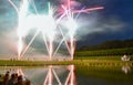 VILLANDRY CASTLE, FRANCE - JULY 07, 2017: The garden illuminated by 2,000 candles at dusk . Nights of a Thousand Lights at Royalty Free Stock Photo