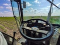 Tractor dashboard in field