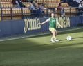 Villarreal and Barcelona players warm up before the match in a football stadium Royalty Free Stock Photo