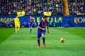 Luis Suarez plays at the La Liga match between Villarreal CF and FC Barcelona at El Madrigal Stadium Royalty Free Stock Photo