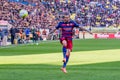 Dani Alves plays at the La Liga match between Villarreal CF and FC Barcelona at El Madrigal Stadium Royalty Free Stock Photo