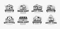 Villas icons, classic american village house architecture. Logo template for real estate agent, sale and rental, restore