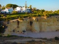 Villas on Top of a Cliff, Houses Front Terrace Garden, Europe Holidays Royalty Free Stock Photo