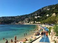 Villefranche-Sur-Mer beach with people, French Riviera