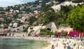 Villefranche-sur-Mer, France - June 16, 2014: sea beach on a sunny summer day